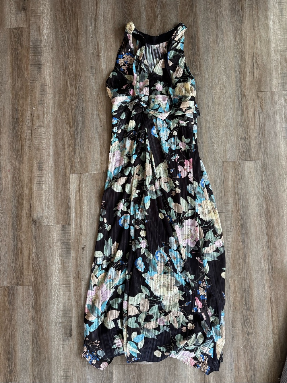 Adrianna Papell Black Floral Halter Maxi Dress - Picture 5 of 6